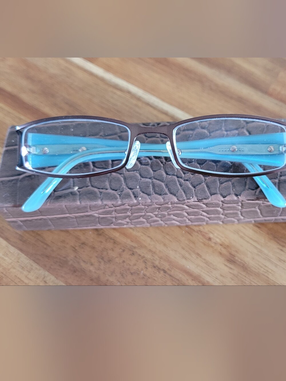 Michael Kors Brown Metal Frame Glasses with Turquoise Blue Temples